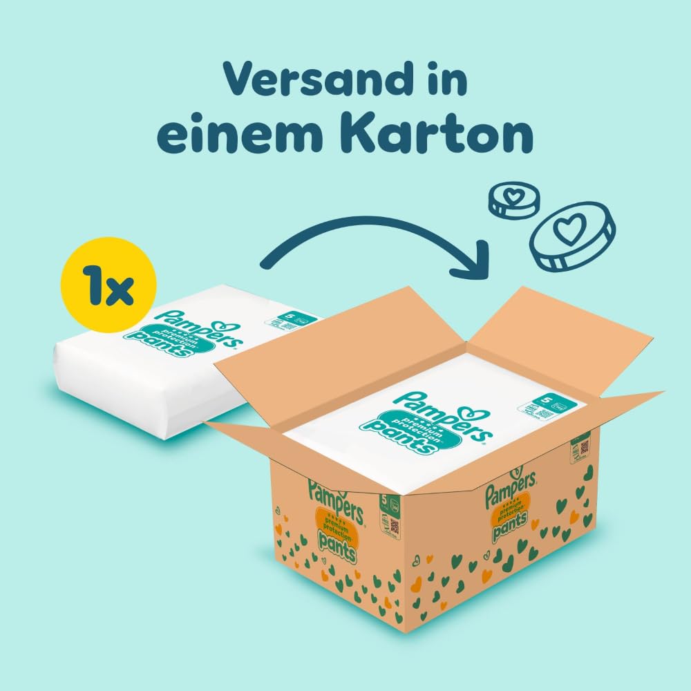 Pampers Premium Protection Pants Größe 5, 144 Windeln, 11kg-17kg, mit 360°