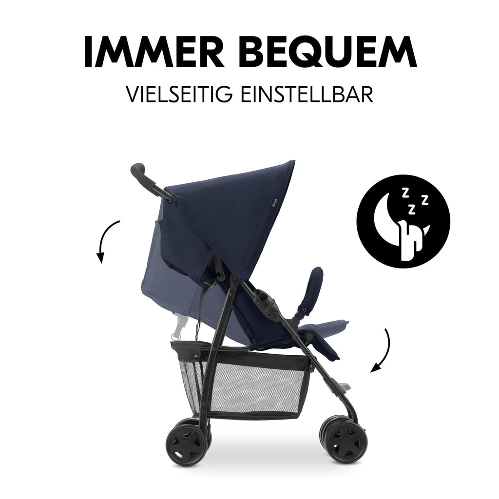 Hauck Buggy Sport Dark Blue | Federleichter Reisebuggy 5,9 kg | Liegefunktion ab Geburt