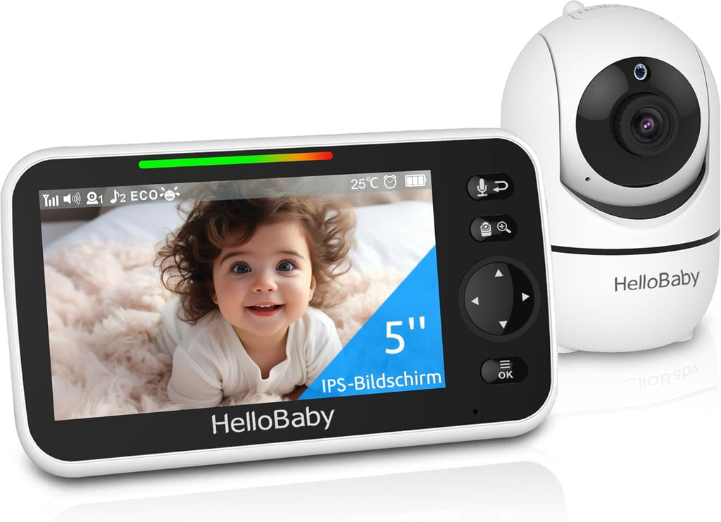 HelloBaby HB6550 Babyphone mit Kamera | 5" Display & 3500mAh | 355° Schwenkbar