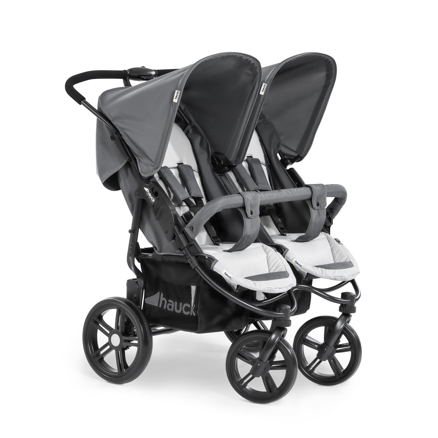 Hauck Roadster Duo SLX Geschwisterwagen | XL-Korb & Liegefunktion | Bis 15 kg | Grey/Silver
