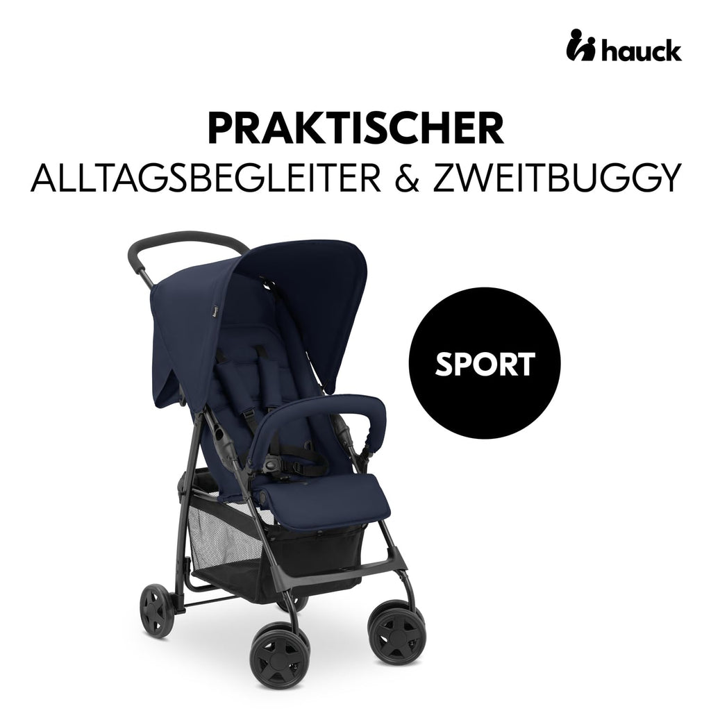 Hauck Buggy Sport Dark Blue | Federleichter Reisebuggy 5,9 kg | Liegefunktion ab Geburt