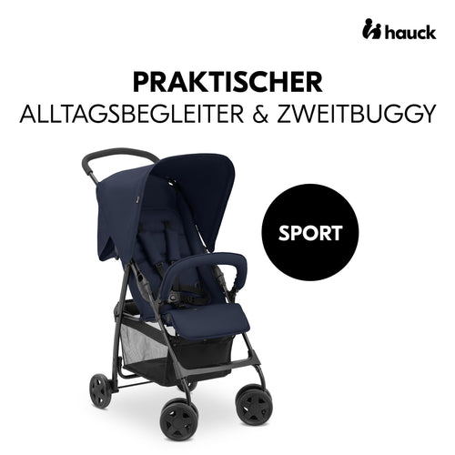 Hauck Buggy Sport Dark Blue | Federleichter Reisebuggy 5,9 kg | Liegefunktion ab Geburt