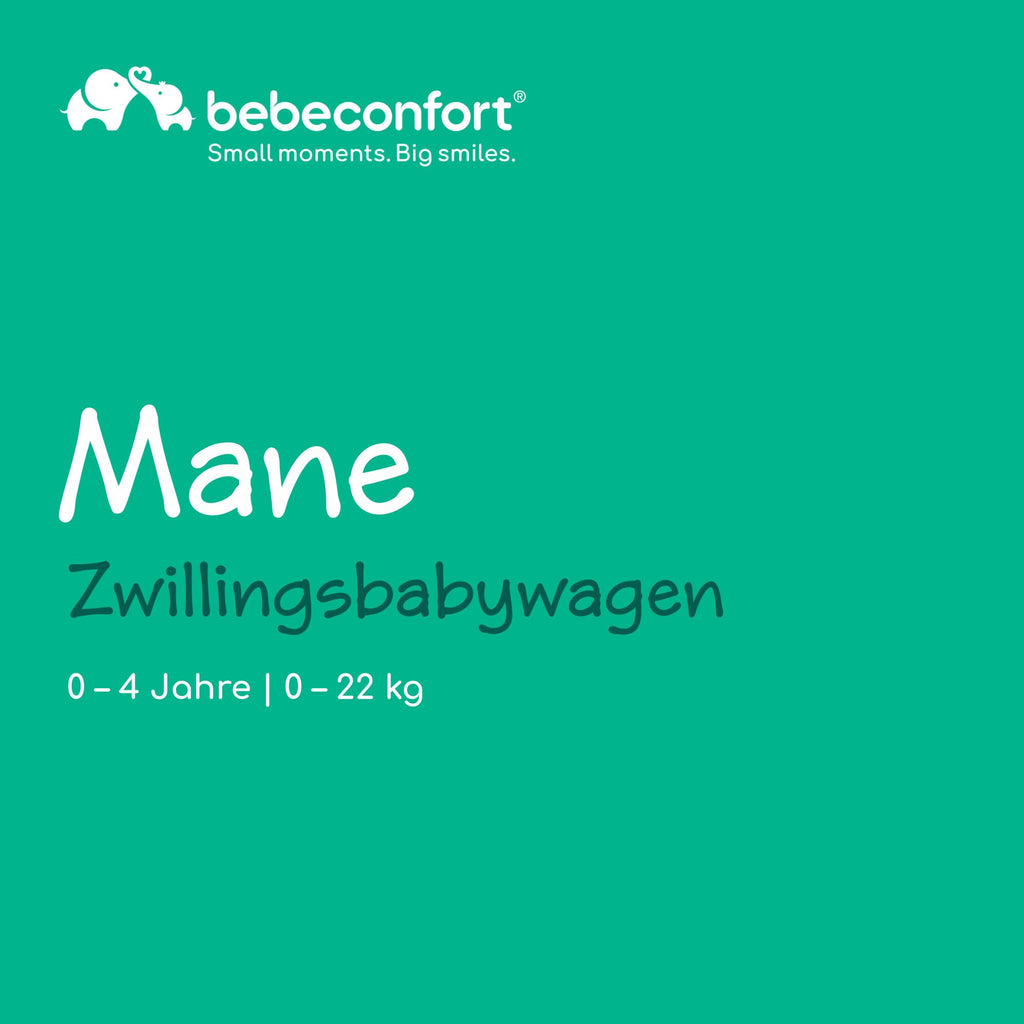 Bebeconfort Mane Duo Geschwisterwagen | Autom. Klappsystem & Liegeposition | Bis 22 kg