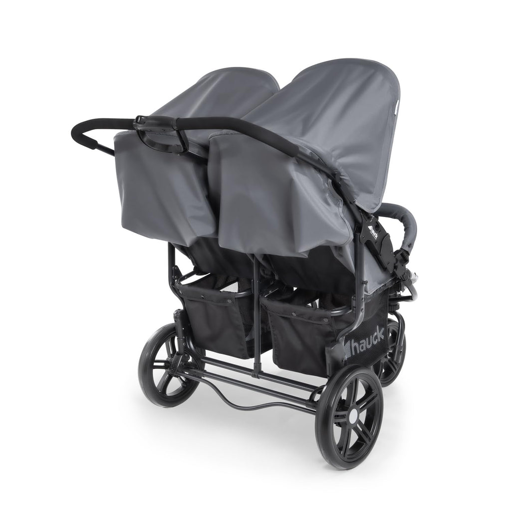 Hauck Roadster Duo SLX Geschwisterwagen | XL-Korb & Liegefunktion | Bis 15 kg | Grey/Silver