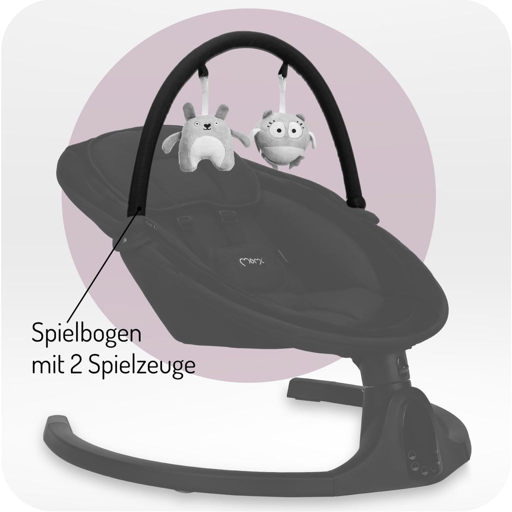 MoMi KENANI ONYX Babywippe Elektrisch | Bluetooth, LED-Display & Fernbedienung | Bis 9 kg