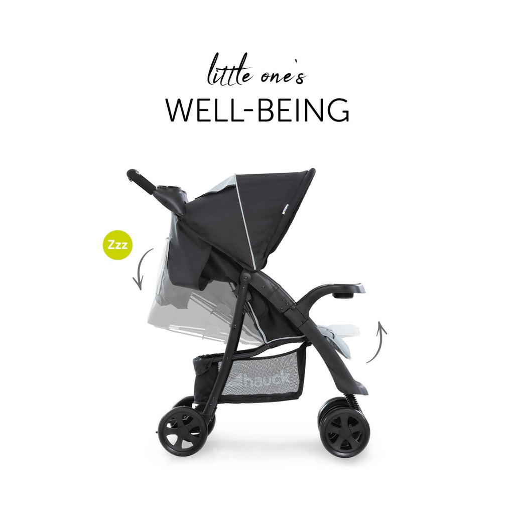 Hauck Shopper Neo II | Buggy bis 22 kg mit Liegefunktion & 2x Tablett | Schwarz Grau