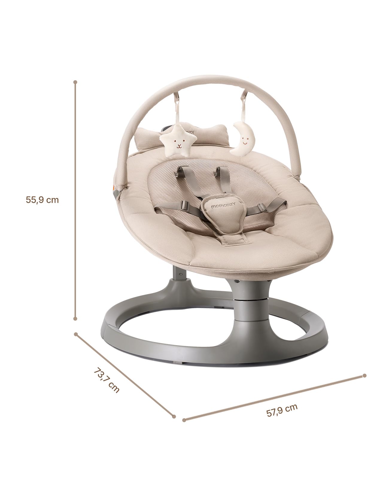 Momcozy 2-in-1 Elektrische Babywippe – Bis 30 kg, 4 Bewegungen & 4 Geschwindigkeiten