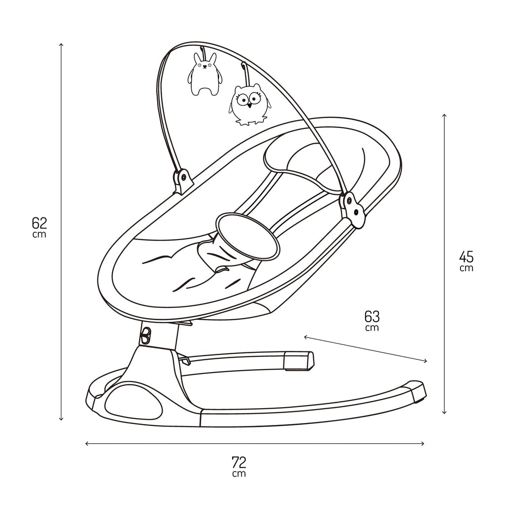 MoMi KENANI ONYX Babywippe Elektrisch | Bluetooth, LED-Display & Fernbedienung | Bis 9 kg