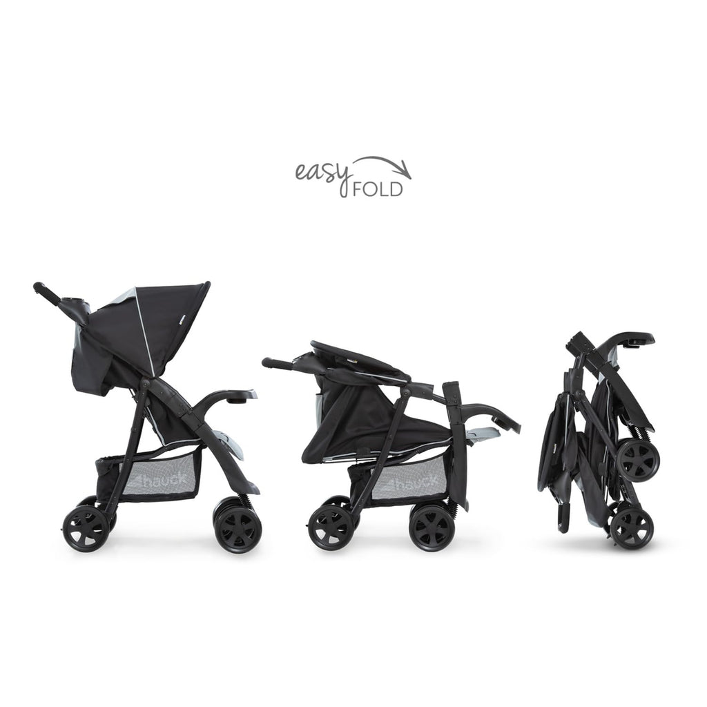 Hauck Shopper Neo II | Buggy bis 22 kg mit Liegefunktion & 2x Tablett | Schwarz Grau