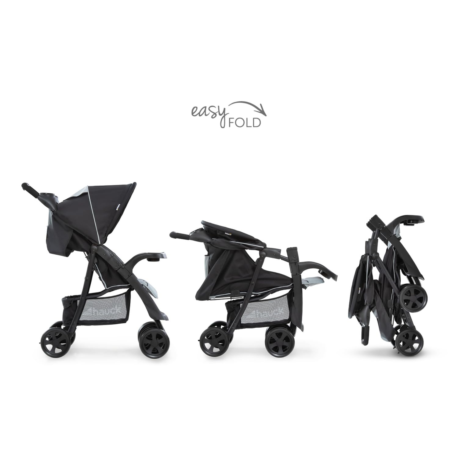 Hauck Shopper Neo II | Buggy bis 22 kg mit Liegefunktion & 2x Tablett | Schwarz Grau