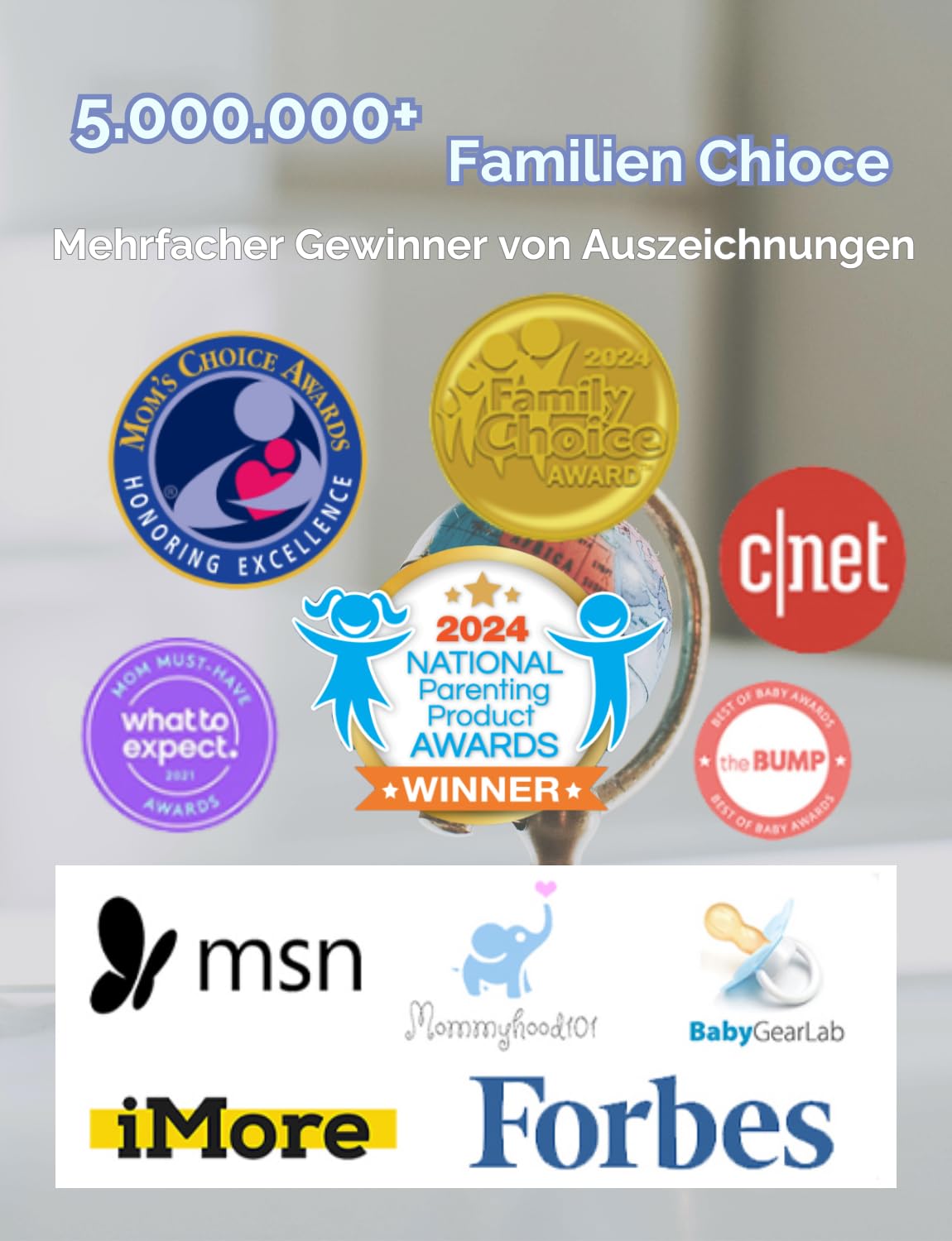 HelloBaby HB6550 Babyphone mit Kamera | 5" Display & 3500mAh | 355° Schwenkbar