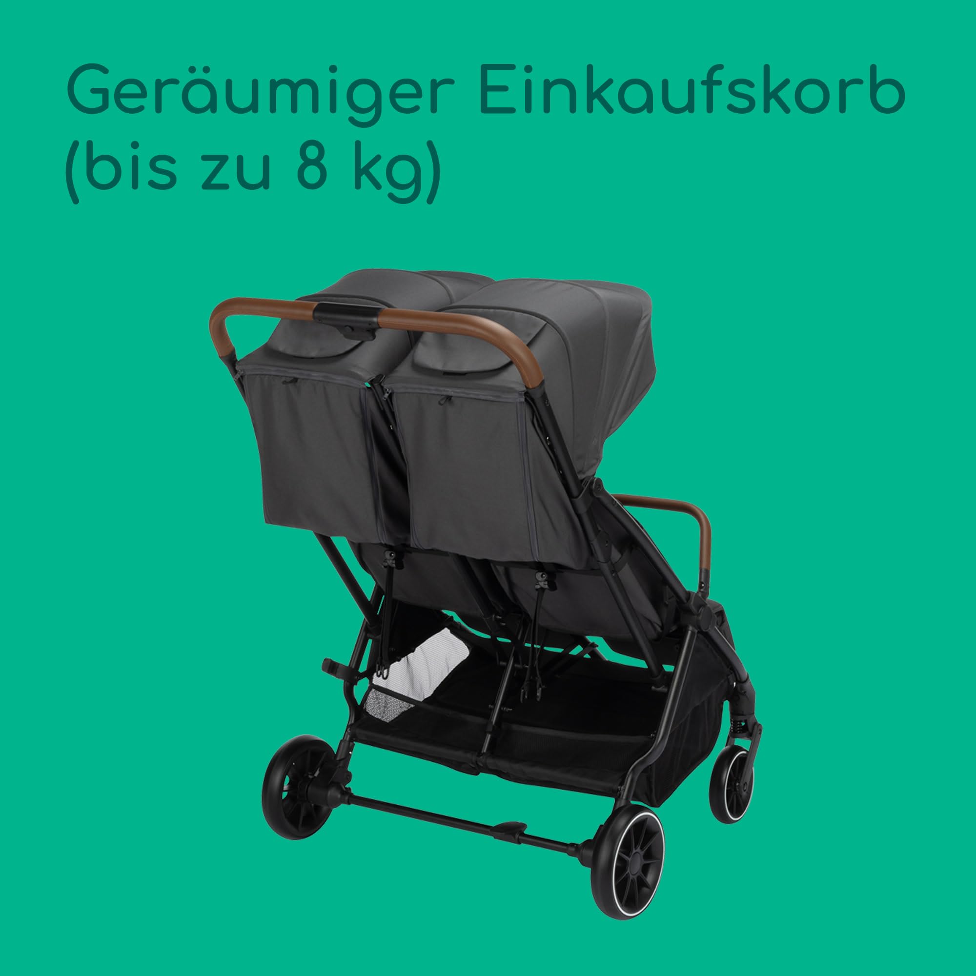 Bebeconfort Mane Duo Geschwisterwagen | Autom. Klappsystem & Liegeposition | Bis 22 kg