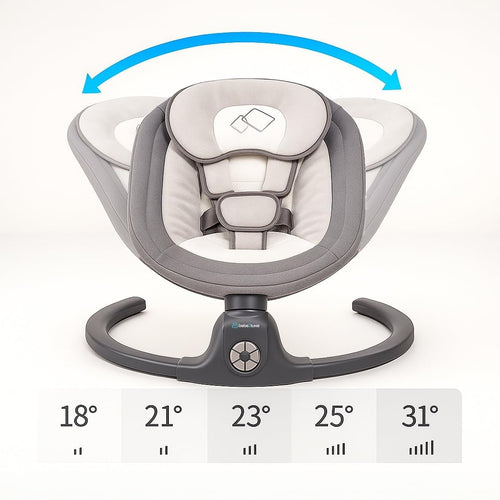 BEBE2LUXE AVA Elektrische Babyschaukel – 5 Geschwindigkeiten, Bluetooth & Fernbedienung, Beige