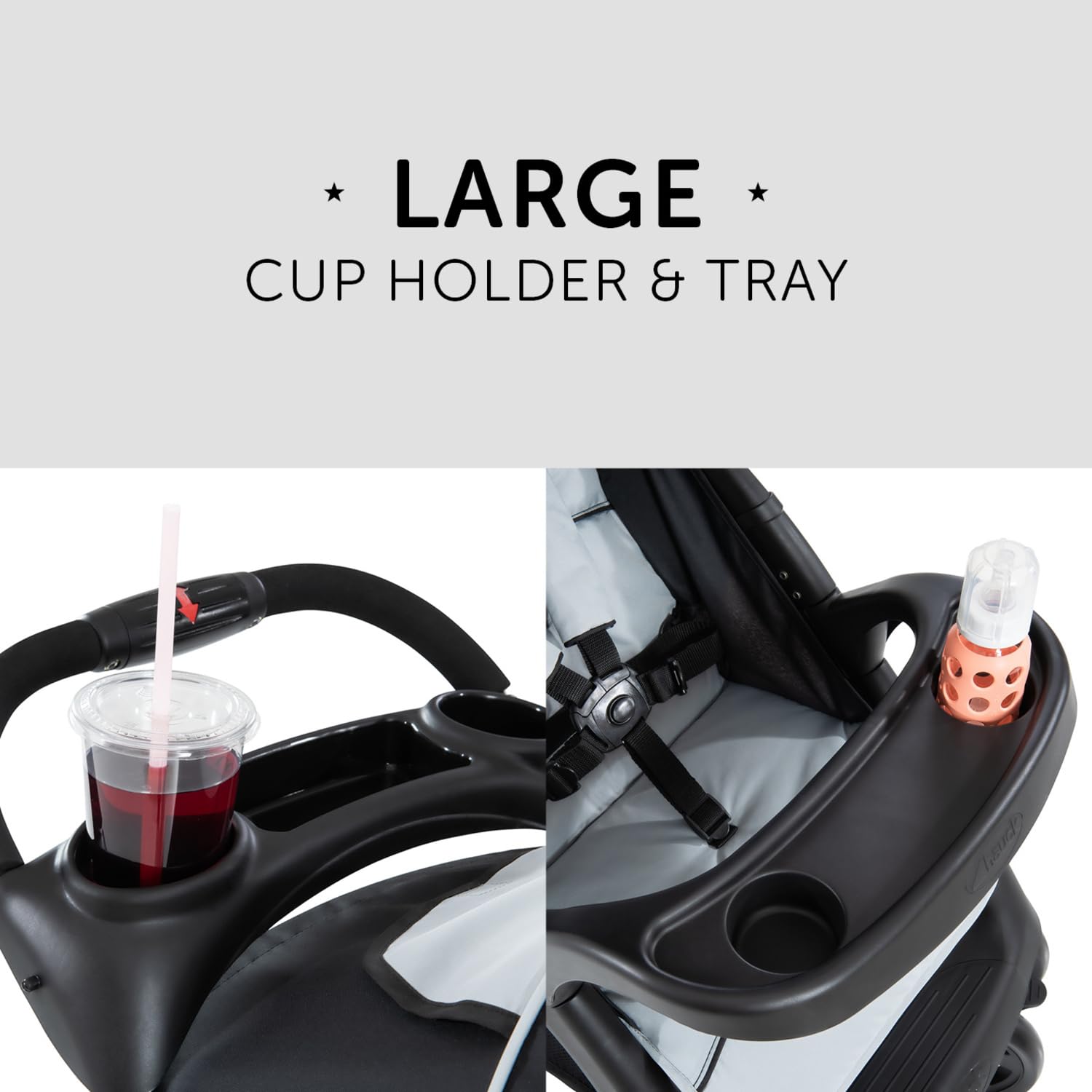 Hauck Shopper Neo II | Buggy bis 22 kg mit Liegefunktion & 2x Tablett | Schwarz Grau