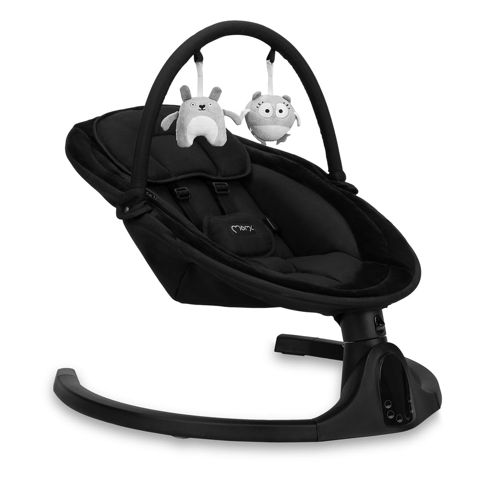 MoMi KENANI ONYX Babywippe Elektrisch | Bluetooth, LED-Display & Fernbedienung | Bis 9 kg