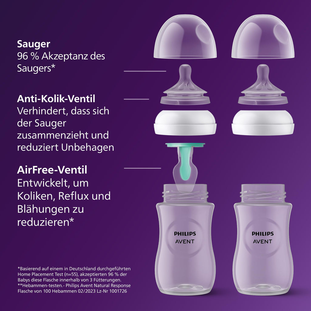 Philips AVENT Babyflaschen Geschenkset mit AirFree Ventil | 4-teilig & BPA-frei | 0-12 Monate