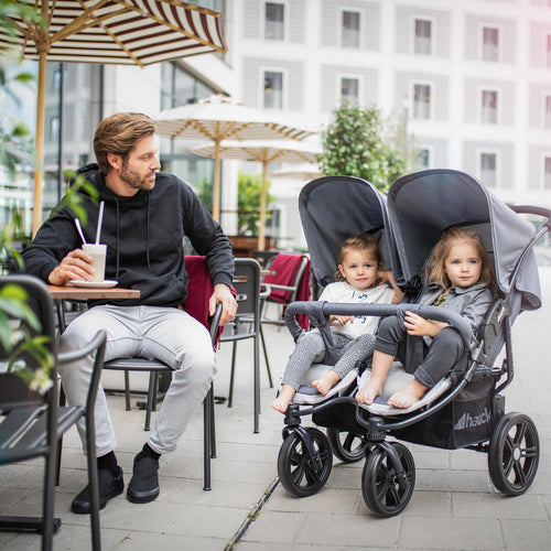 Hauck Roadster Duo SLX Geschwisterwagen | XL-Korb & Liegefunktion | Bis 15 kg | Grey/Silver