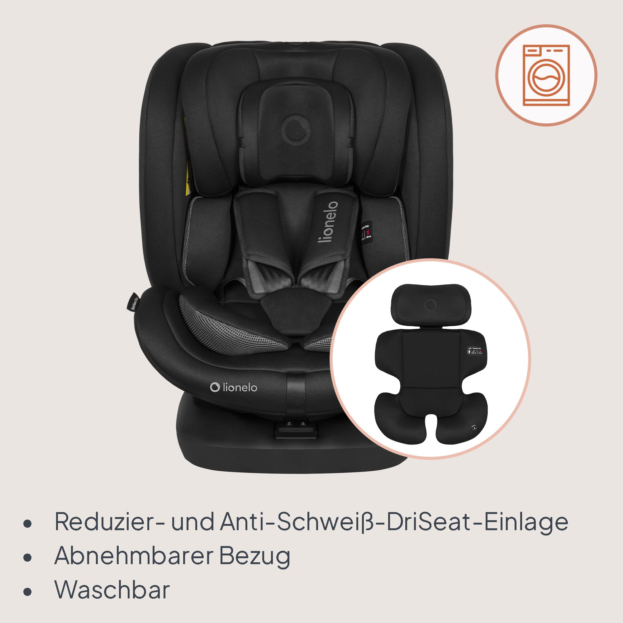 Lionelo Bastiaan i-Size | 360° drehbarer Kindersitz (40–150 cm, 0–12 Jahre)