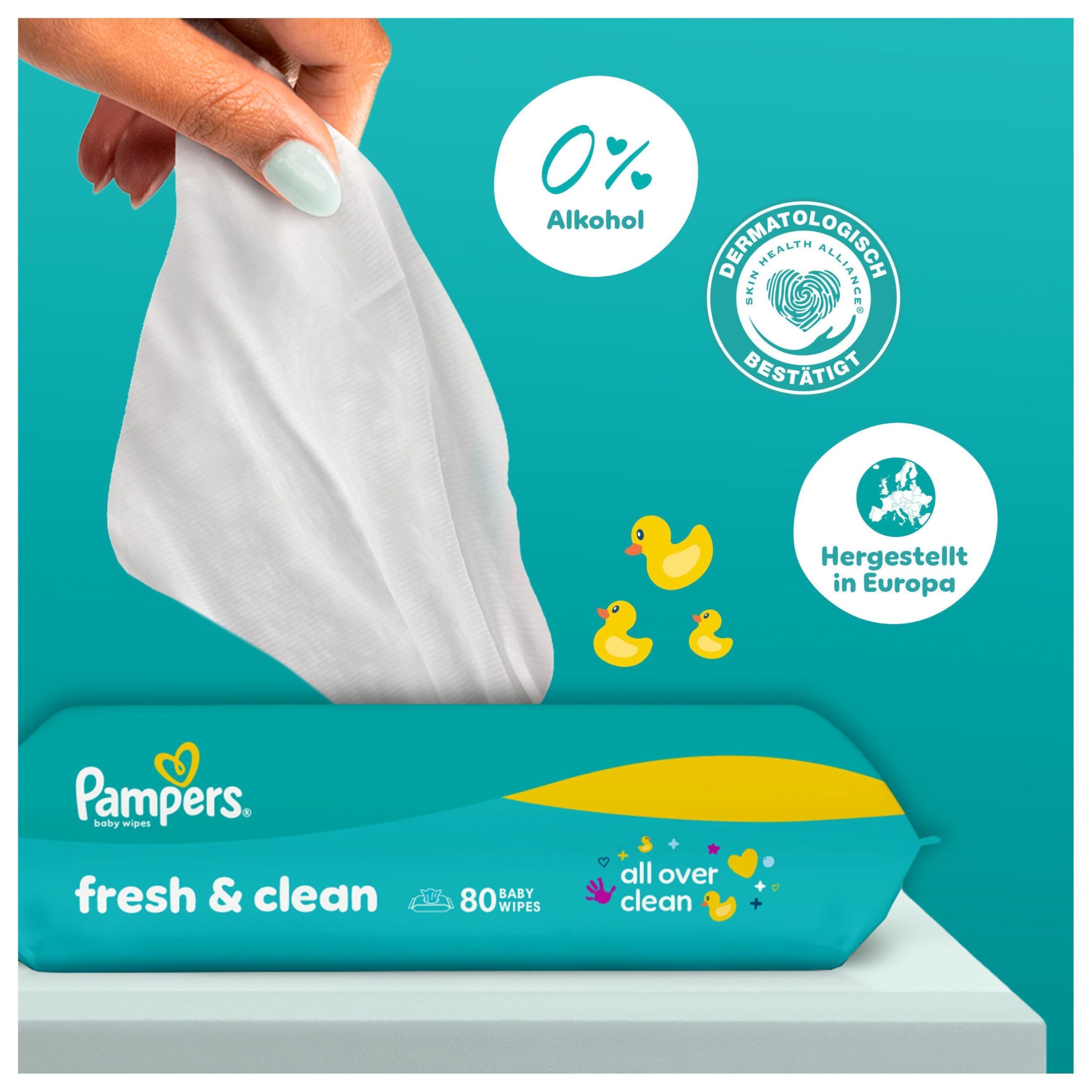 Pampers Fresh Clean 15x80 (1200 Tücher) – Für Po, Hände & Gesicht