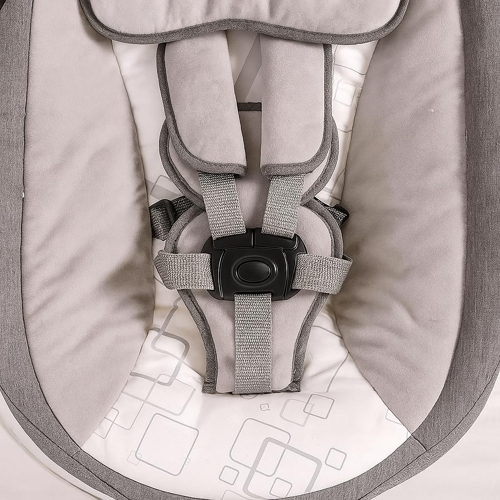 BEBE2LUXE AVA Elektrische Babyschaukel – 5 Geschwindigkeiten, Bluetooth & Fernbedienung, Beige