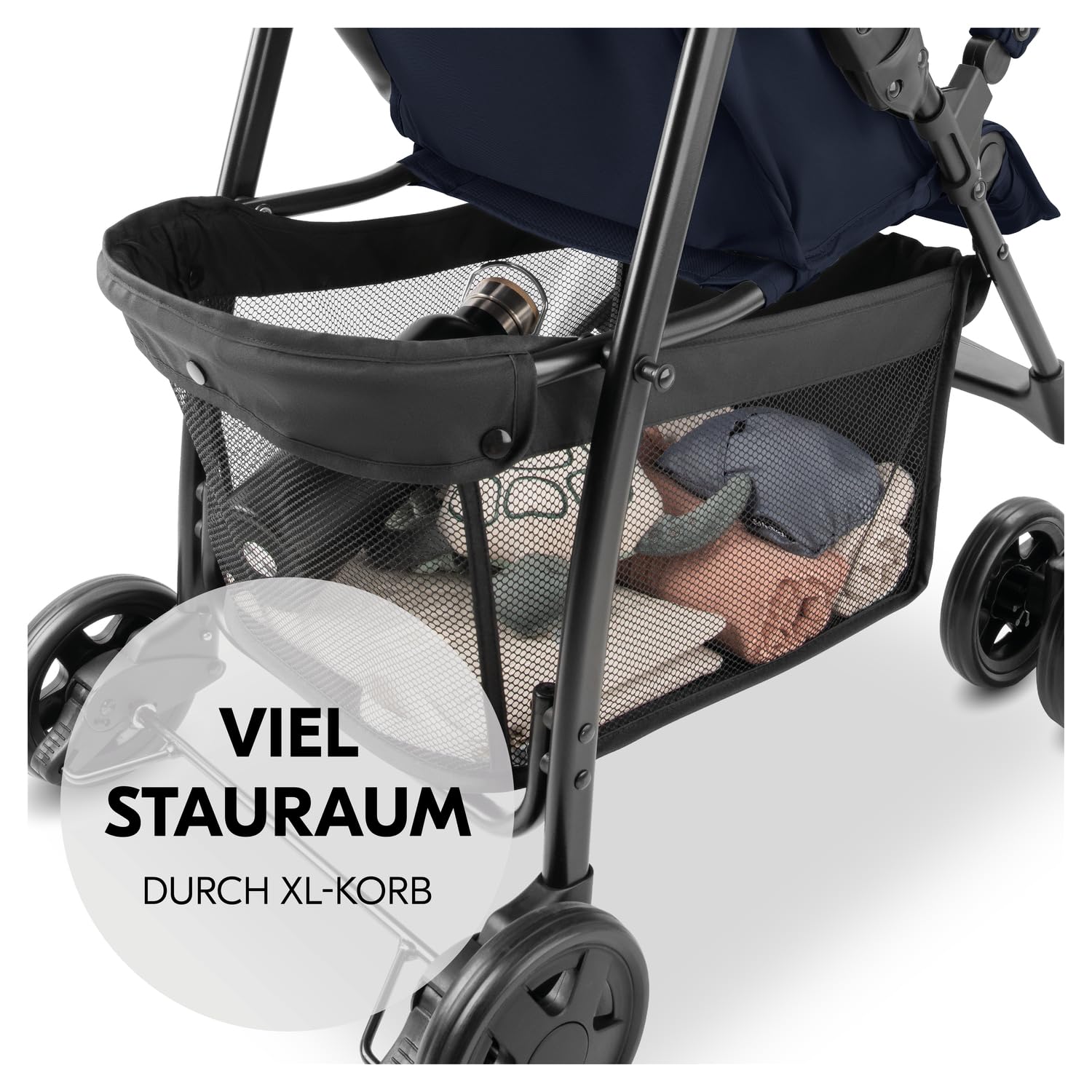 Hauck Buggy Sport Dark Blue | Federleichter Reisebuggy 5,9 kg | Liegefunktion ab Geburt