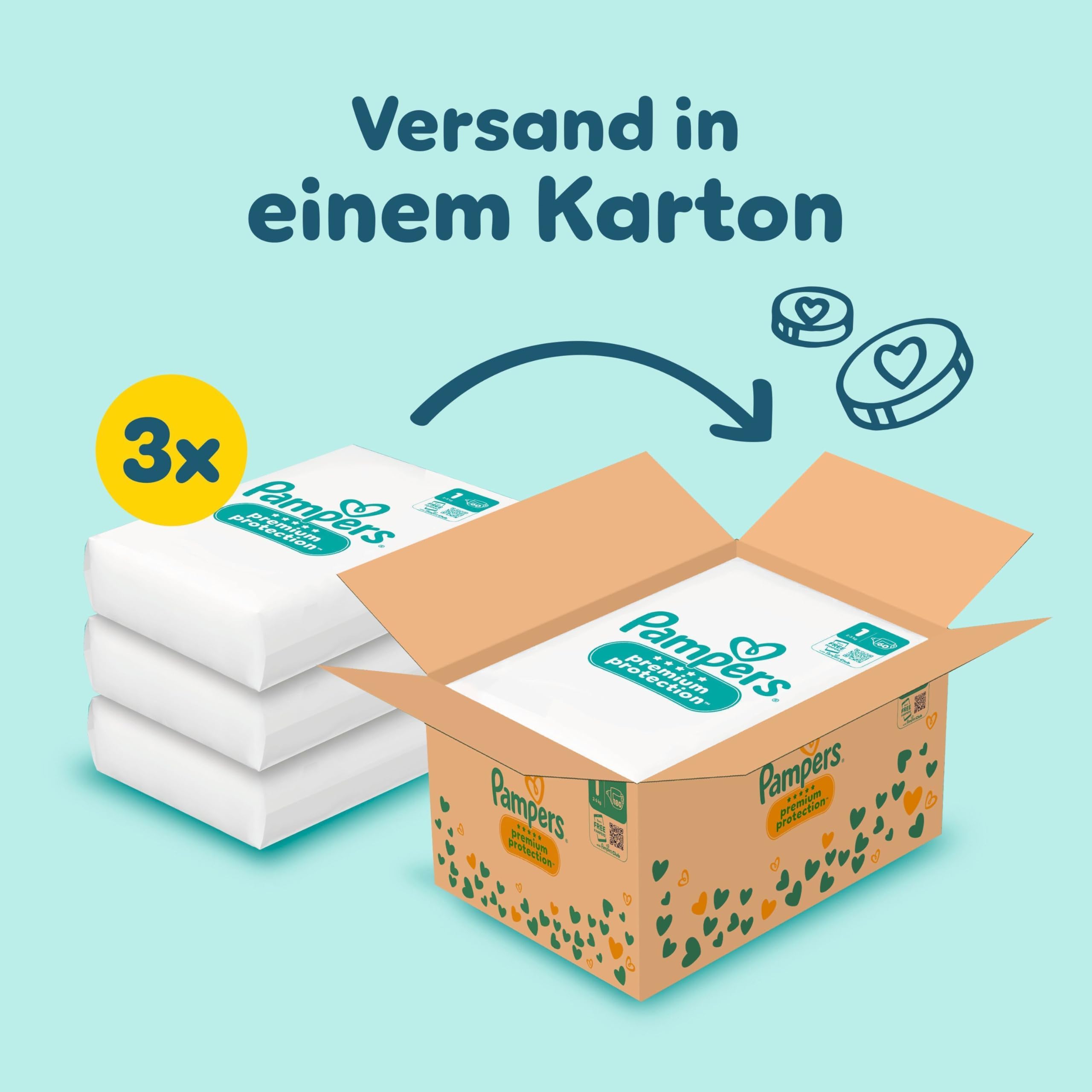 Pampers Premium Protection Größe 1, 180 Windeln (2-5 kg) – Vorratspack