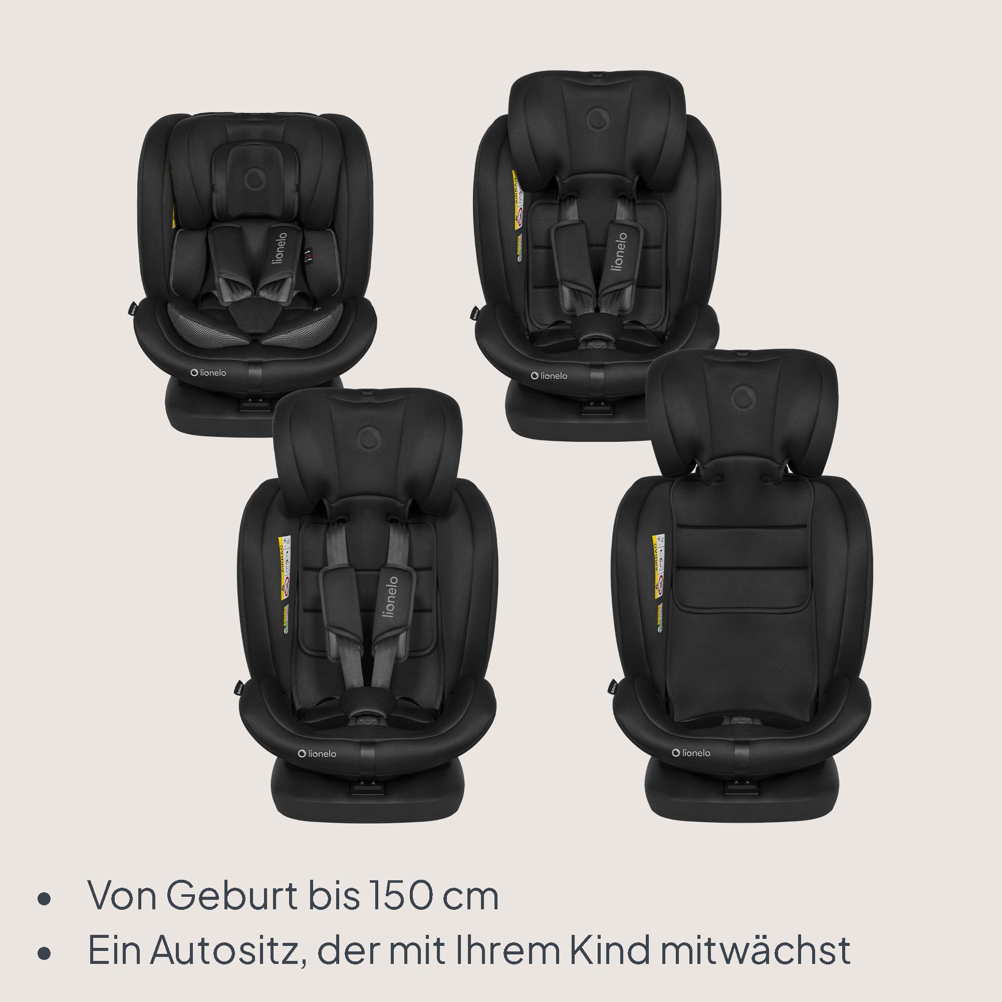 Lionelo Bastiaan i-Size | 360° drehbarer Kindersitz (40–150 cm, 0–12 Jahre)