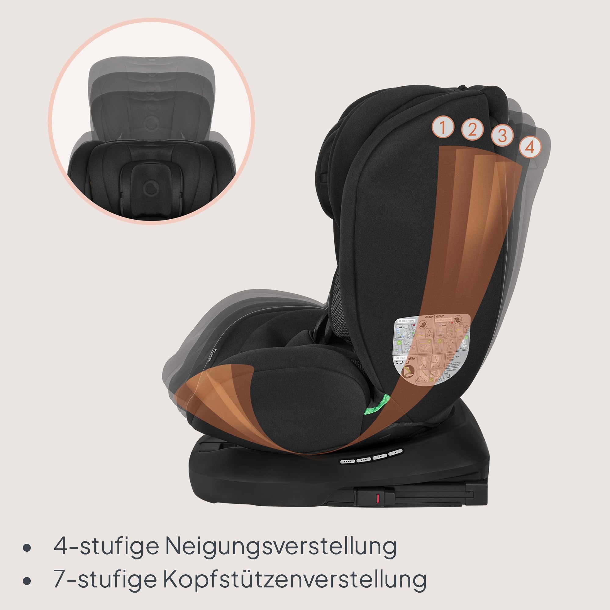 Lionelo Bastiaan i-Size | 360° drehbarer Kindersitz (40–150 cm, 0–12 Jahre)