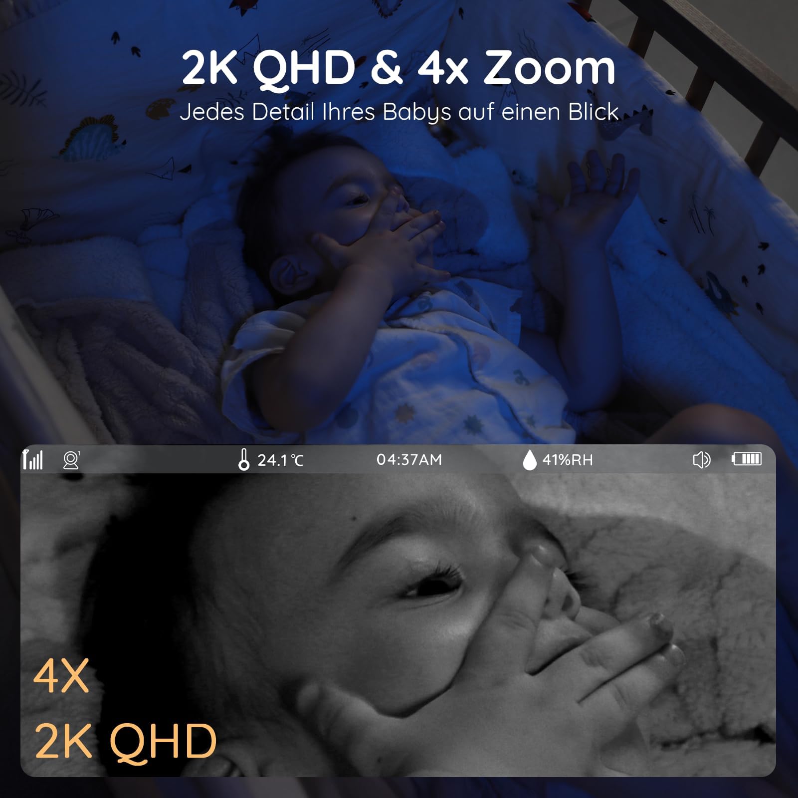 BOIFUN 2K WLAN Babyphone mit Kamera & App – 5 Zoll Monitor, 360° Schwenk
