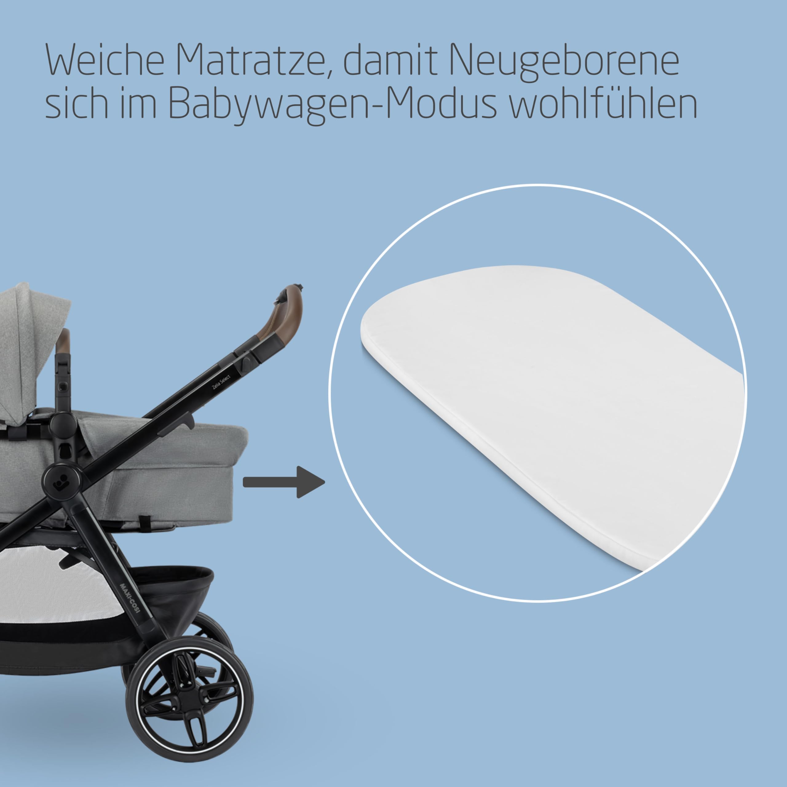 Maxi-Cosi Zelia Select Trio 3-in-1 | Inkl. CabrioFix S i-Size | Bis 22 kg & Grau