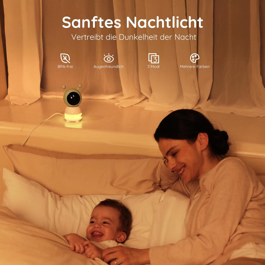 BOIFUN 2K WLAN Babyphone mit Kamera & App – 5 Zoll Monitor, 360° Schwenk