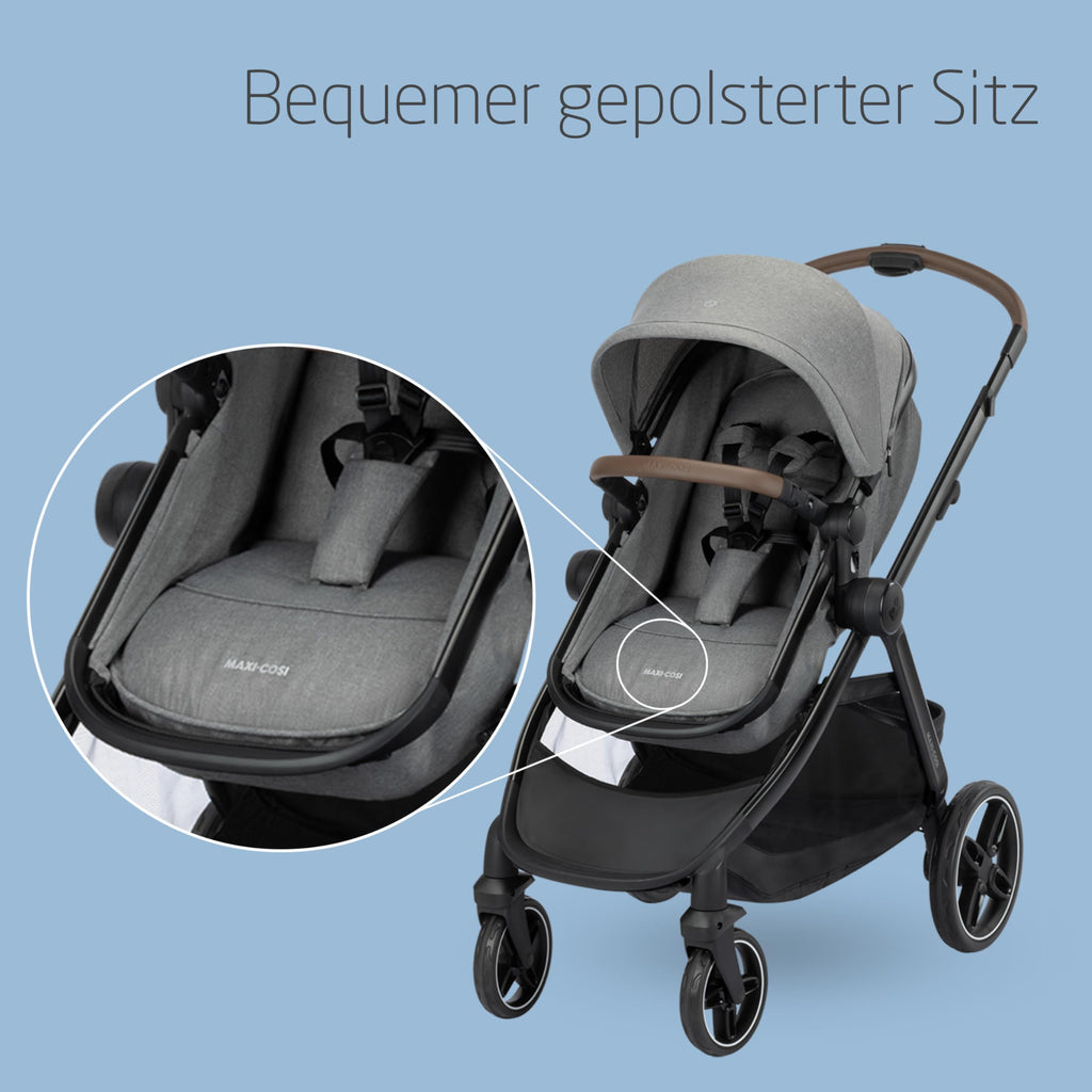 Maxi-Cosi Zelia Select Trio 3-in-1 | Inkl. CabrioFix S i-Size | Bis 22 kg & Grau