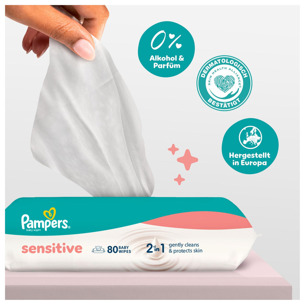 Pampers Sensitive Feuchttücher (1200 Stk.) – 15x80 | 2-in-1 Schutz