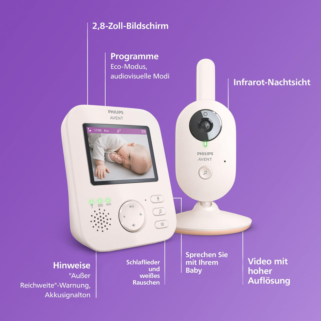 Philips AVENT Babyphone Advanced SCD881/26 | DEKRA-Zertifiziert & 2,8" Display | 2x Zoom