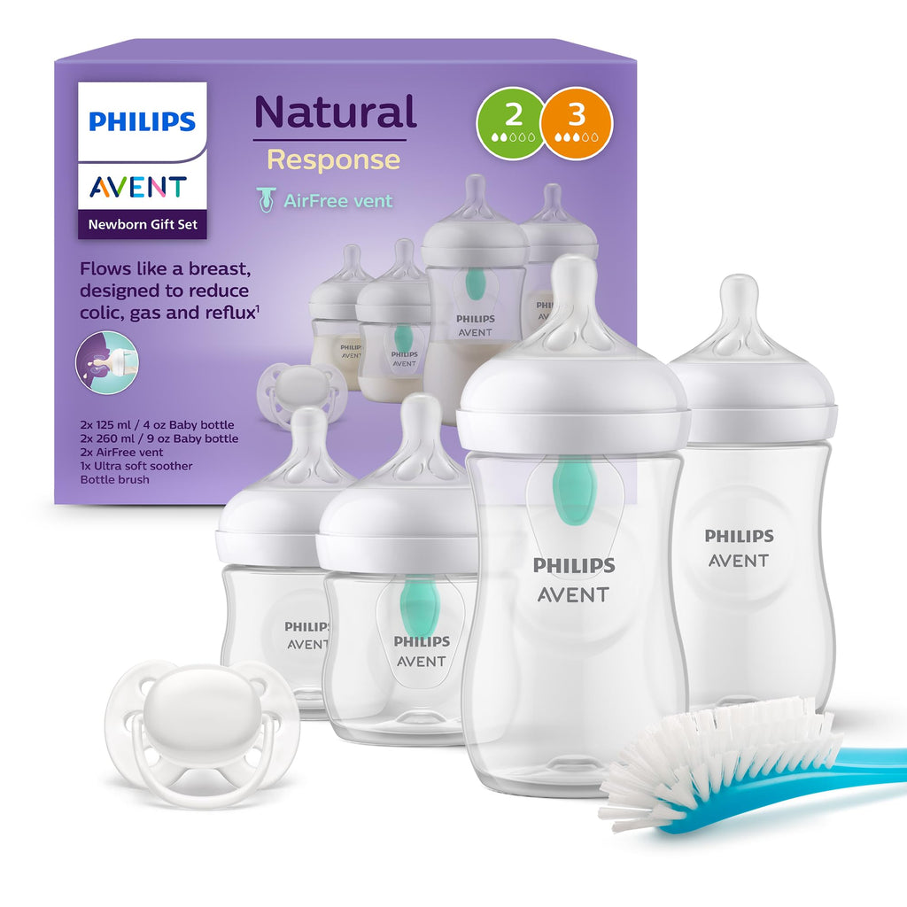 Philips AVENT Babyflaschen Geschenkset mit AirFree Ventil | 4-teilig & BPA-frei | 0-12 Monate