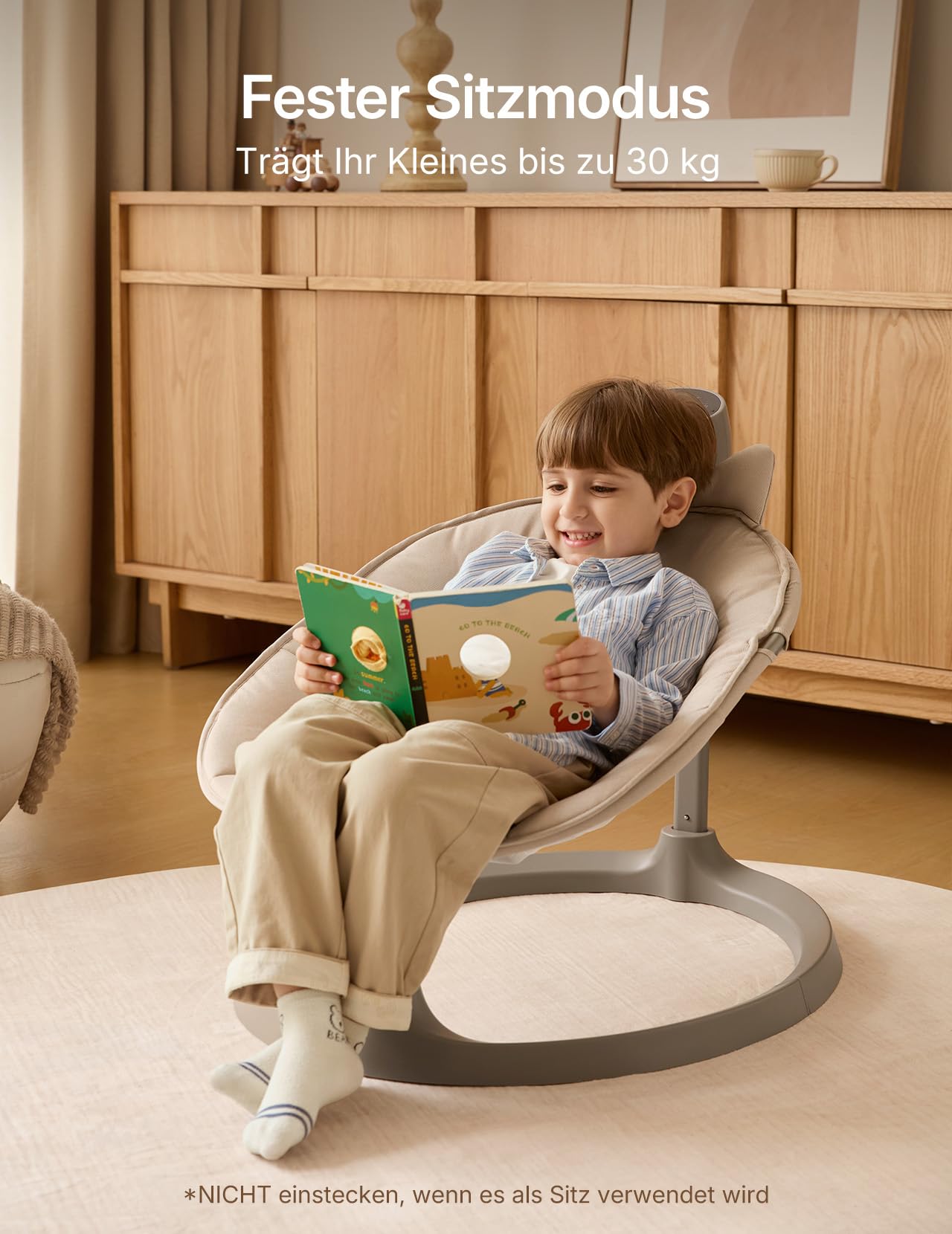 Momcozy 2-in-1 Elektrische Babywippe – Bis 30 kg, 4 Bewegungen & 4 Geschwindigkeiten