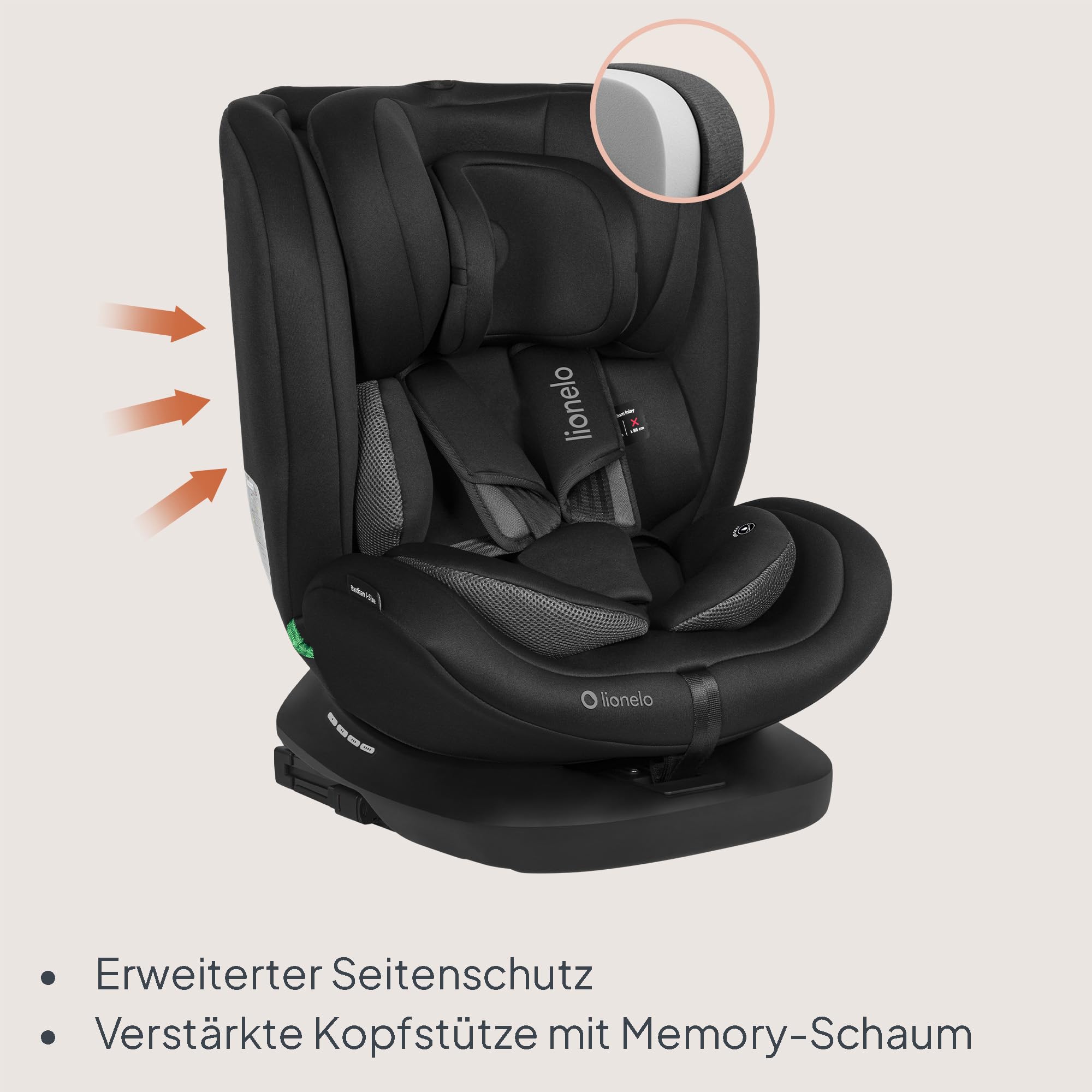 Lionelo Bastiaan i-Size | 360° drehbarer Kindersitz (40–150 cm, 0–12 Jahre)