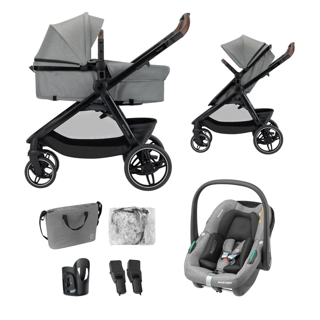 Maxi-Cosi Zelia Select Trio 3-in-1 | Inkl. CabrioFix S i-Size | Bis 22 kg & Grau