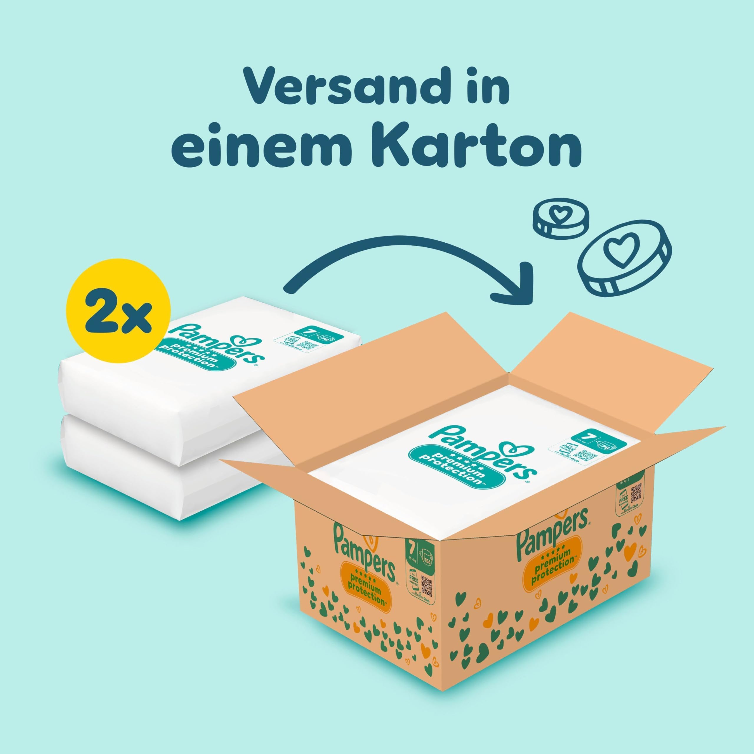Pampers Premium Protection Größe 7, 156 Windeln, 15kg+