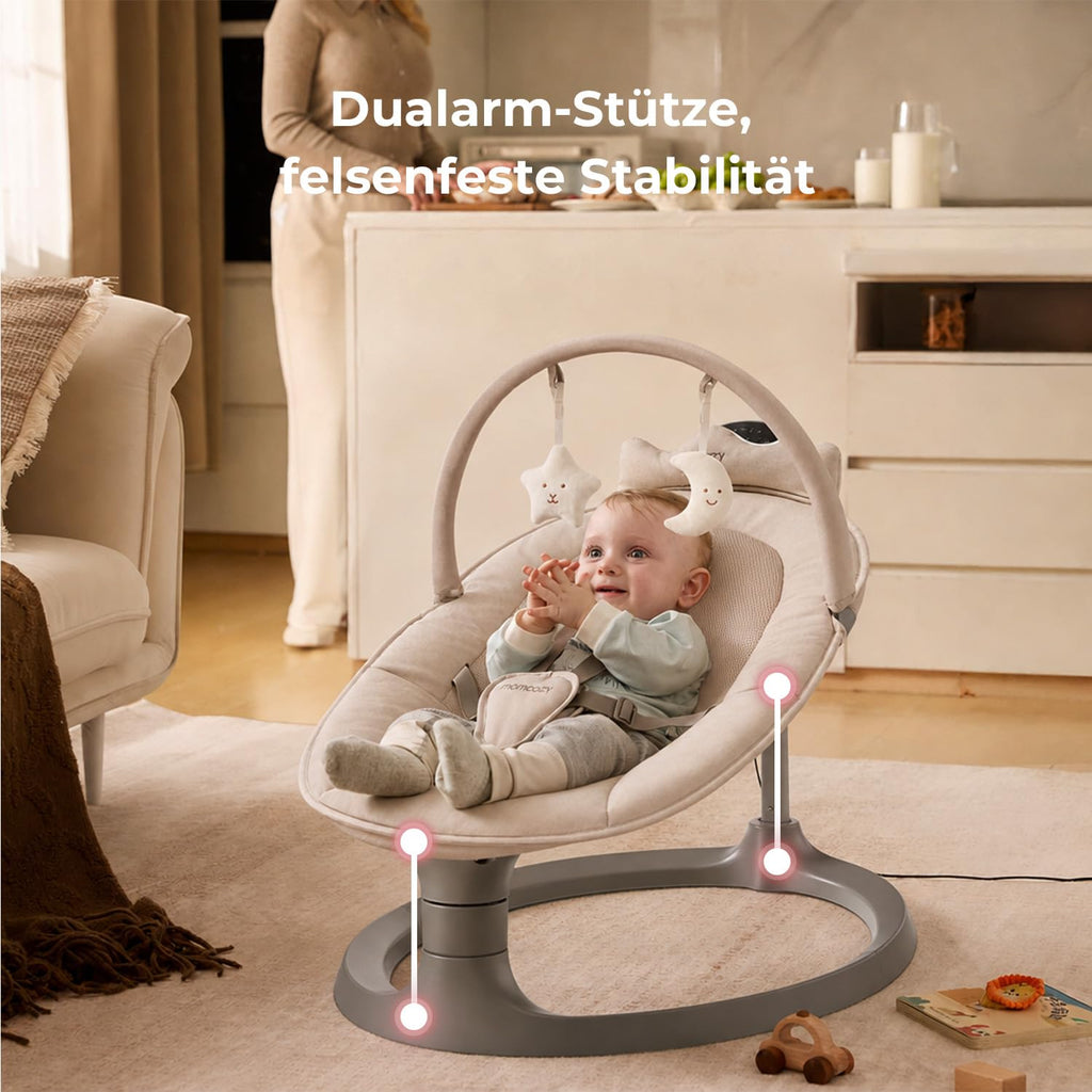 Momcozy 2-in-1 Elektrische Babywippe – Bis 30 kg, 4 Bewegungen & 4 Geschwindigkeiten
