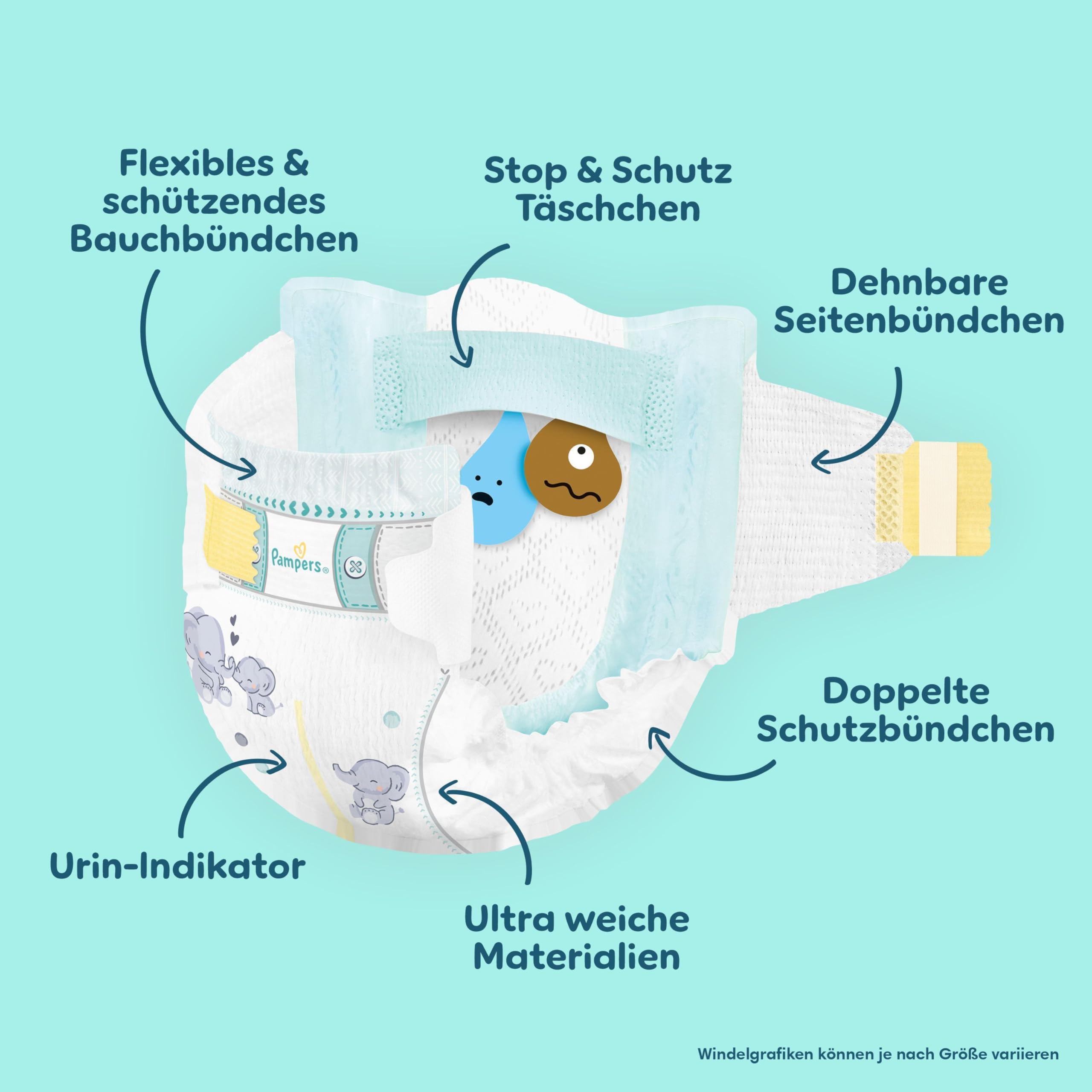 Pampers Premium Protection Größe 7, 156 Windeln, 15kg+