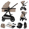 LIONELO Amber 3-in-1 Kombikinderwagen - Babywanne, Sportsitz, i-Size Autositz (40–87 cm), Luftreifen, wendbar, XXL-Dach UPF 50+, Tasche, Moskitonetz, Regenschutz