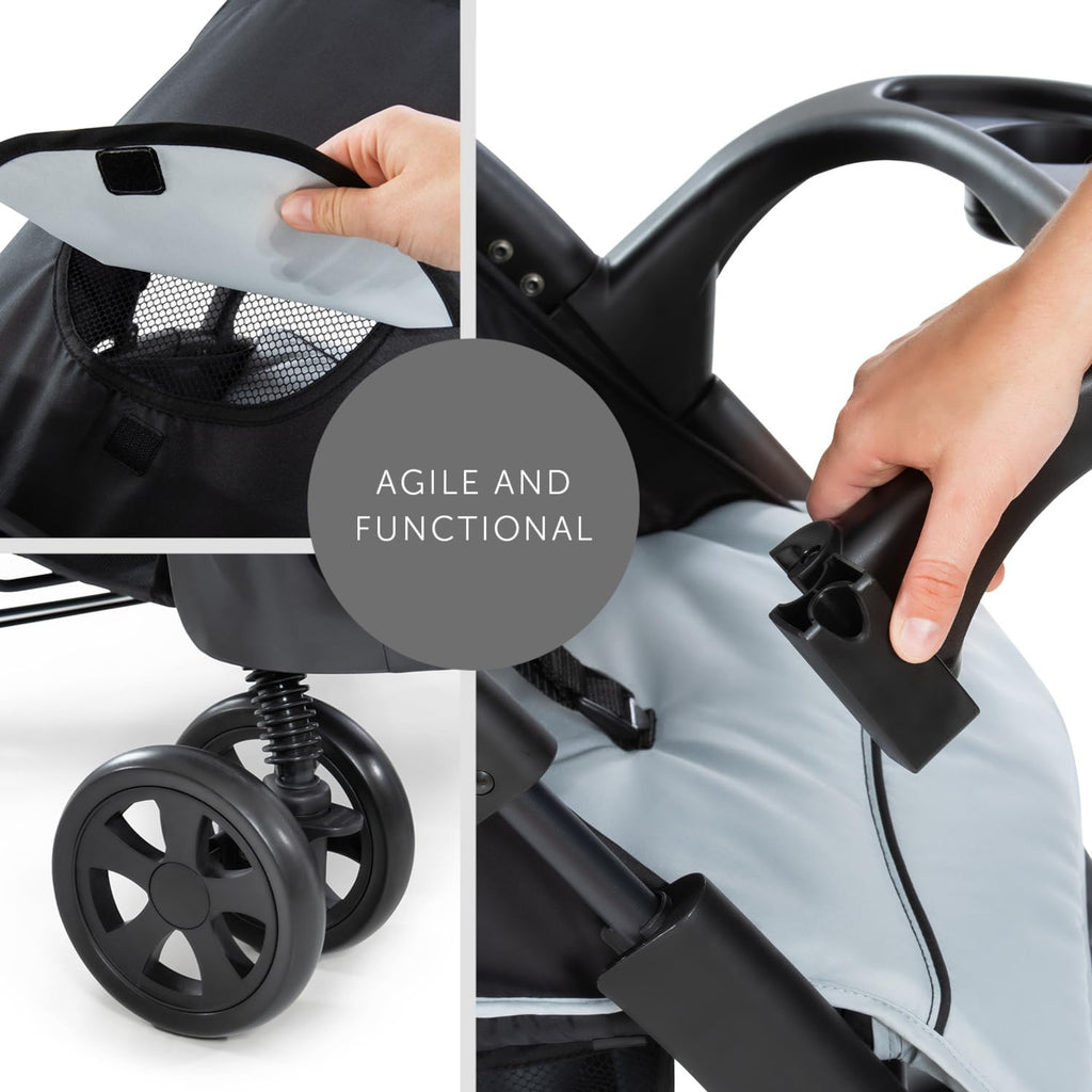 Hauck Shopper Neo II | Buggy bis 22 kg mit Liegefunktion & 2x Tablett | Schwarz Grau