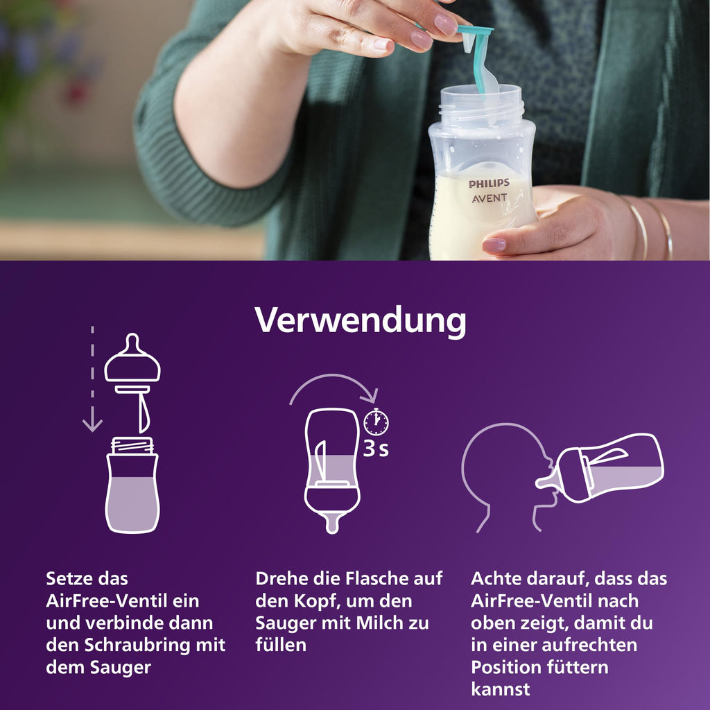 Philips AVENT Babyflaschen Geschenkset mit AirFree Ventil | 4-teilig & BPA-frei | 0-12 Monate