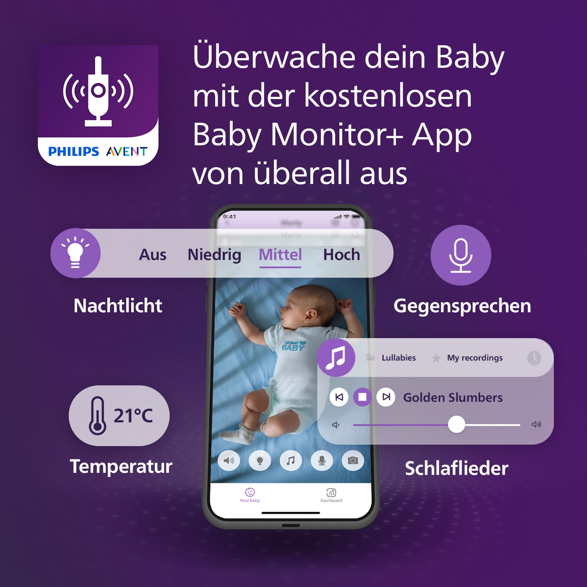 Philips AVENT Connected Babyphone SCD951/26 | Full-HD