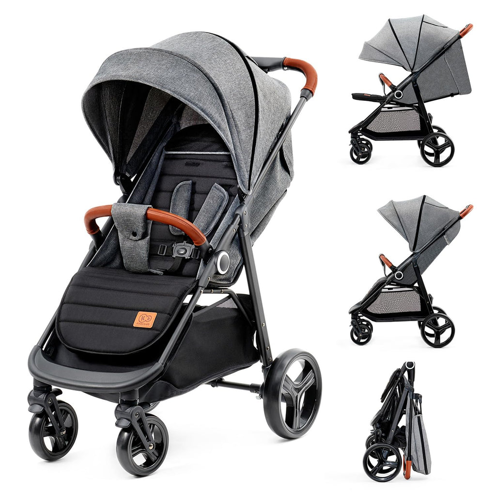 Kinderkraft GRANDE PLUS Buggy Grau | Bis 22 kg & Einhand-Faltung | Liegefunktion