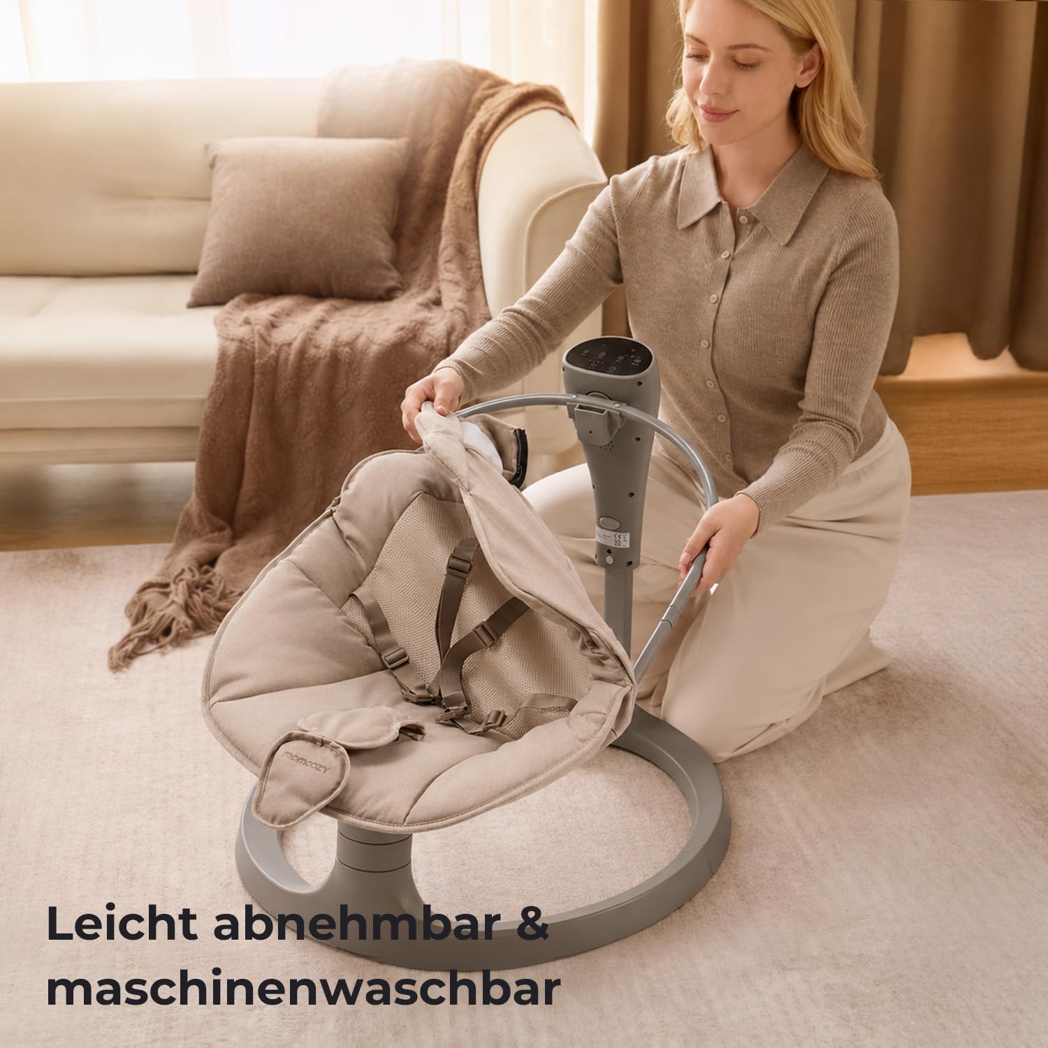 Momcozy 2-in-1 Elektrische Babywippe – Bis 30 kg, 4 Bewegungen & 4 Geschwindigkeiten