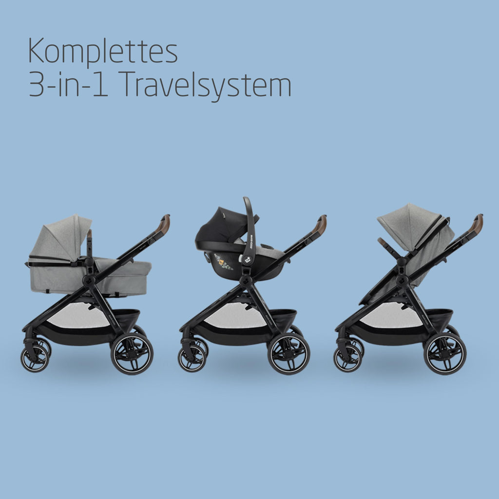 Maxi-Cosi Zelia Select Trio 3-in-1 | Inkl. CabrioFix S i-Size | Bis 22 kg & Grau