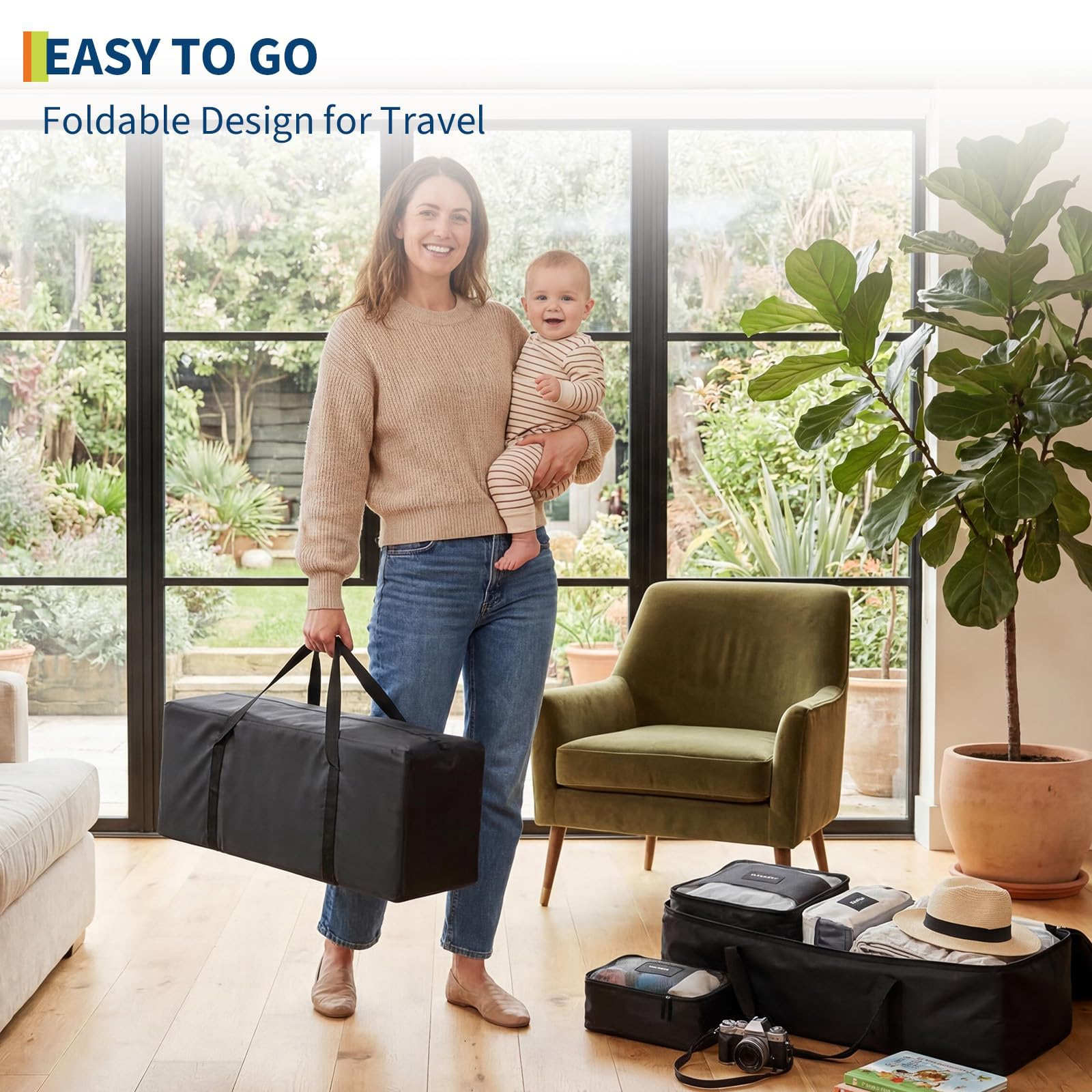 Garvee 5-in-1 Babybett & Reisebett | Autom. Wiege, Wickeltisch & Spieluhr | Bis 15 kg