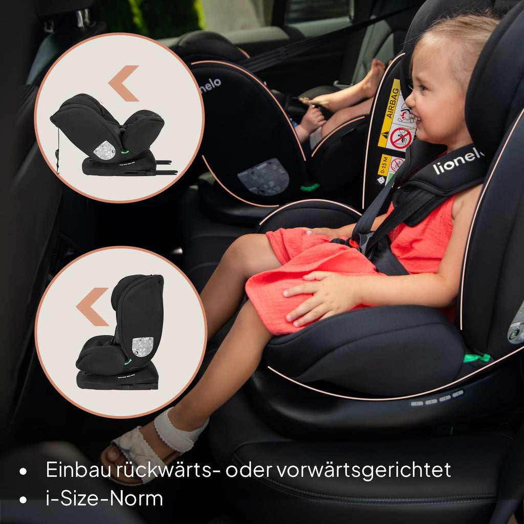Lionelo Bastiaan i-Size | 360° drehbarer Kindersitz (40–150 cm, 0–12 Jahre)